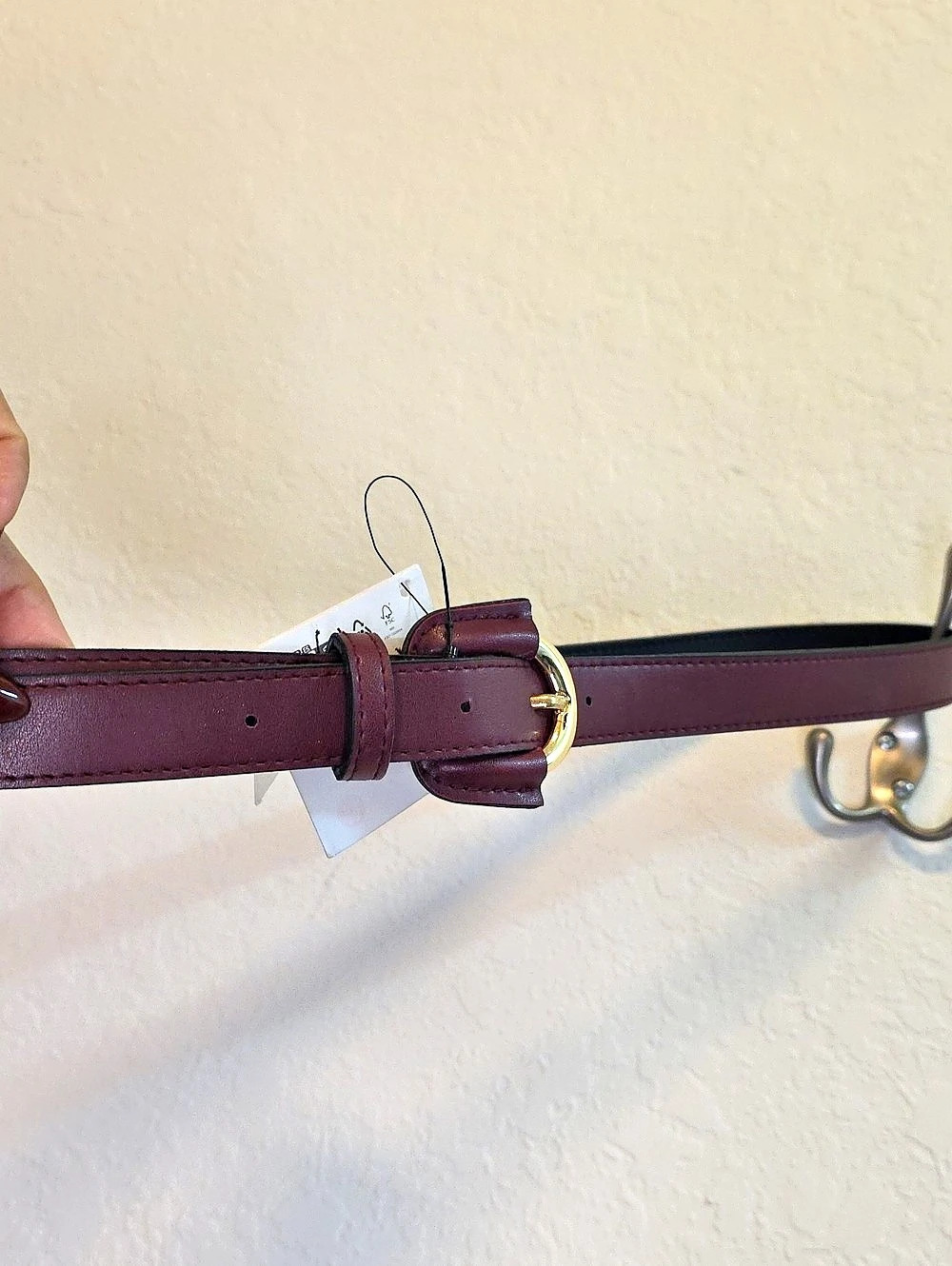Zara Burgundy Leather-Look Belt NWT